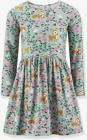 Vestido com corças e flores Happy Girls para menina verde-salva
