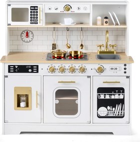 Cozinha de brincar em madeira para crianças com luzes e sons realistas 85 x 29 x 88 cm Branco