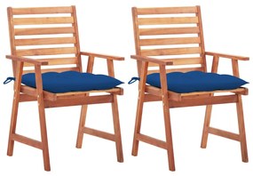 vidaXL Cadeiras de jantar p/ jardim 2 pcs c/ almofadões acácia maciça