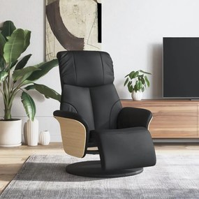 356629 vidaXL Cadeira reclinável com apoio de pés couro artificial preto
