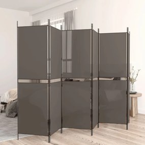 vidaXL Divisória/biombo com 6 painéis 300x220 cm tecido antracite