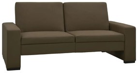Sofá-cama couro artificial castanho