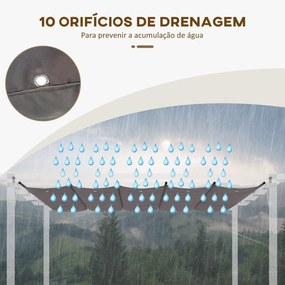 Cobertura para Pérgola 3,5x2,5 m Teto de Substituição Retrátil para Pérgola com 10 Orifícios de Drenagem Café