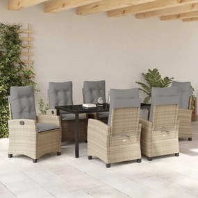 Conjunto de Jantar de Jardim da com 7 Peças e Almofadas em Rattan Sint
