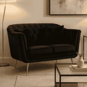 SOFÁ BUDAPEST DE 2 LUGARES COM ALMOFADAS CM 130X83X91 PRETO
