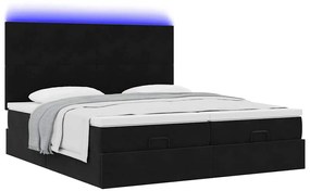 Estrutura de cama otomana com colchões 160x200 cm veludo preto