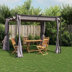 Gazebo com cortinas 3x3 m aço antracite