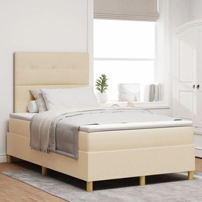Cama Box Spring com Colchão Creme 120x200 cm Tecido