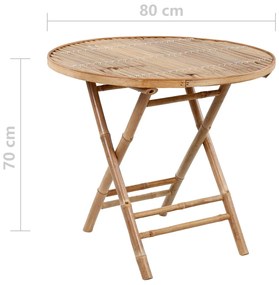 5 pcs conj. de jantar dobrável c/ almofadões p/ exterior bambu