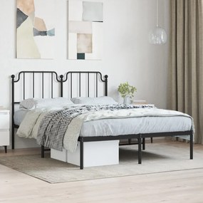 vidaXL Estrutura de cama com cabeceira 135x190 cm metal preto