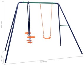 Conjunto de baloiços com 3 lugares aço
