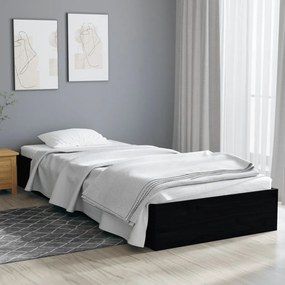 Estrutura cama pequena solteiro 75x190 cm madeira maciça preto