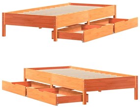 Cama sem colchão 90x190 cm madeira de pinho maciça castanho-mel