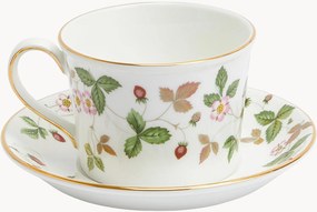 Chávena de chá e pires em Fine Bone China Wild Strawberry
