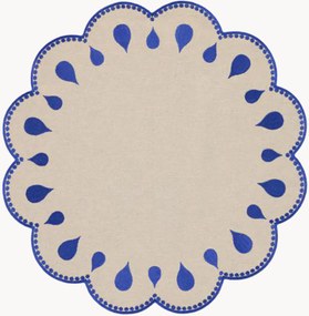 Individual de mesa redondo com bordado Gotas