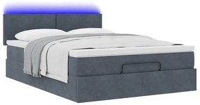 Estrutura de cama otomana com colchão 140x190cm cinzento escuro
