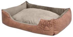 Cama para cães com almofada couro artificial PU tamanho L bege