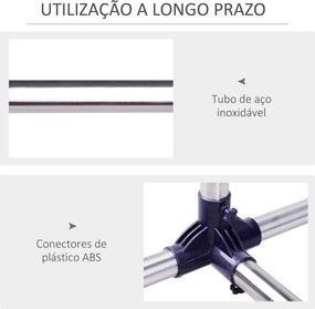 Charriot com Altura Ajustável Cabideiro com Rodas para Roupas Aço Inoxidável 86-160x45x95-170cm Prata e Preto
