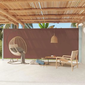 vidaXL Toldo lateral retrátil para pátio 220x600 cm castanho
