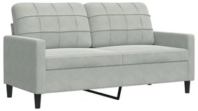 4 pcs conjunto de sofás com almofadões veludo cinzento-claro
