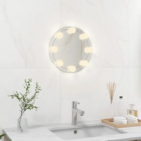 Espelho de parede sem moldura c/ luzes LED vidro redondo