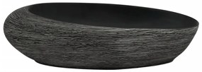 Lavatório de bancada oval 59x40x14 cm cerâmica cinza e preto