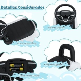 Andarilho para crianças forma de carro de 12 a 36 meses com buzina, sons e espaço para guardar Brinquedo para sentar e deslizar Branco