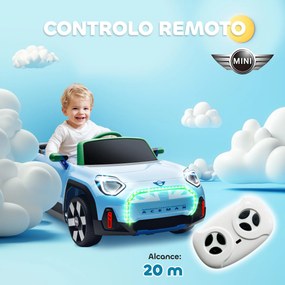 Carro Elétrico para Crianças MINI Concept Aceman 12V com Bluetooth Motor Duplo Suspensão Traseira Faróis Música USB 109x63x46 cm Azul
