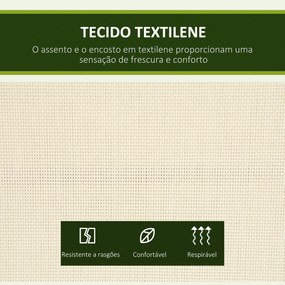 Baloiço de Jardim Exterior de 2 Lugares com Toldo Ajustável e Estrutura em Aço Assentos Textilene 140x118x162 cm Bege