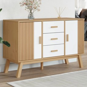 vidaXL Aparador OLDEN 114x43x73,5 cm pinho maciço branco e castanho