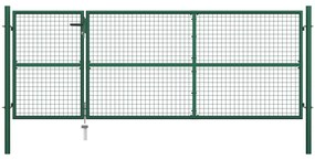 vidaXL Portão de jardim 350x125 cm aço verde