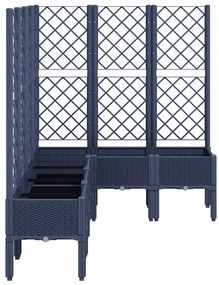 Vaso/floreira de jardim c/ treliça 160x120x142 cm PP cinzento azul