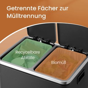 Caixote do lixo com 2 compartimentos 41 x 31,5 x 47 cm preto