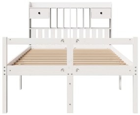 Cama com estante sem colchão 120x200 cm pinho maciço branco