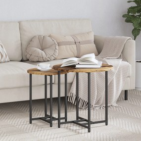 Conjunto de Mesas de Apoio 2 pcs em Madeira Velha e Metal
