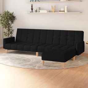 vidaXL Sofá-cama de 2 lugares com apoio de pés tecido preto