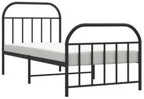 Estrutura de cama com cabeceira e pés 80x200 cm metal preto