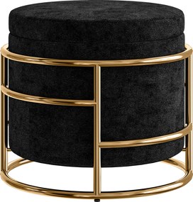HOMCOM Pufe com armazenamento, pufe estofado para os pés, estrutura metálica, dourado, Preto | Aosom Portugal
