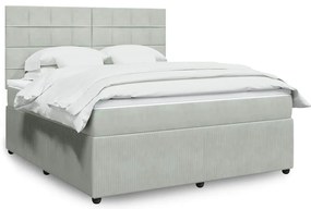 vidaXL Cama com molas/colchão 180x200 cm veludo cinzento-claro