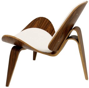 Poltrona NORDIC – Pau Rosa e Pele Sintética Branca – 89x79x76 cm