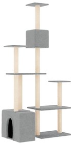 Árvore p/ gatos c/ postes arranhadores sisal 180 cm cinza-claro