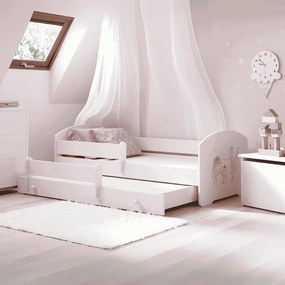 Cama infantil  dupla branca Luk 160x80 desenho princesa e unicórnio - colchão e estrado incluído