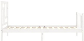 Cama sem colchão 90x200 cm madeira de pinho maciça branco