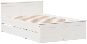 Cama com estante sem colchão 135x190 cm pinho maciço branco