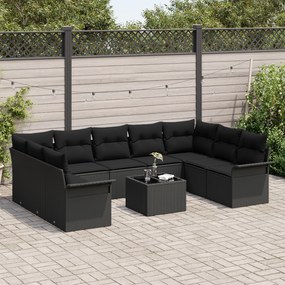Conjunto de Sofás de Jardim vidaXL 10 Peças com Almofadas Bege Vime PE