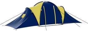 Tenda de campismo 9 pessoas tecido azul e amarelo