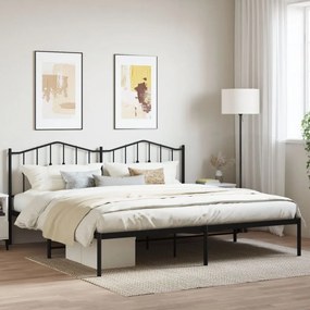 vidaXL Estrutura de cama com cabeceira 193x203 cm metal preto