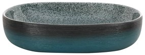Lavatório de bancada oval 59x40x14 cm cerâmica turquesa