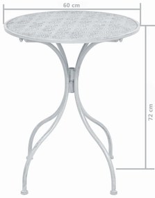 3 pcs conjunto bistrô em aço branco acinzentado