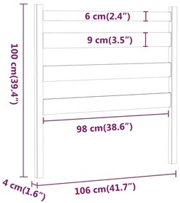 Cabeceira de cama 106x4x100 cm pinho maciço branco